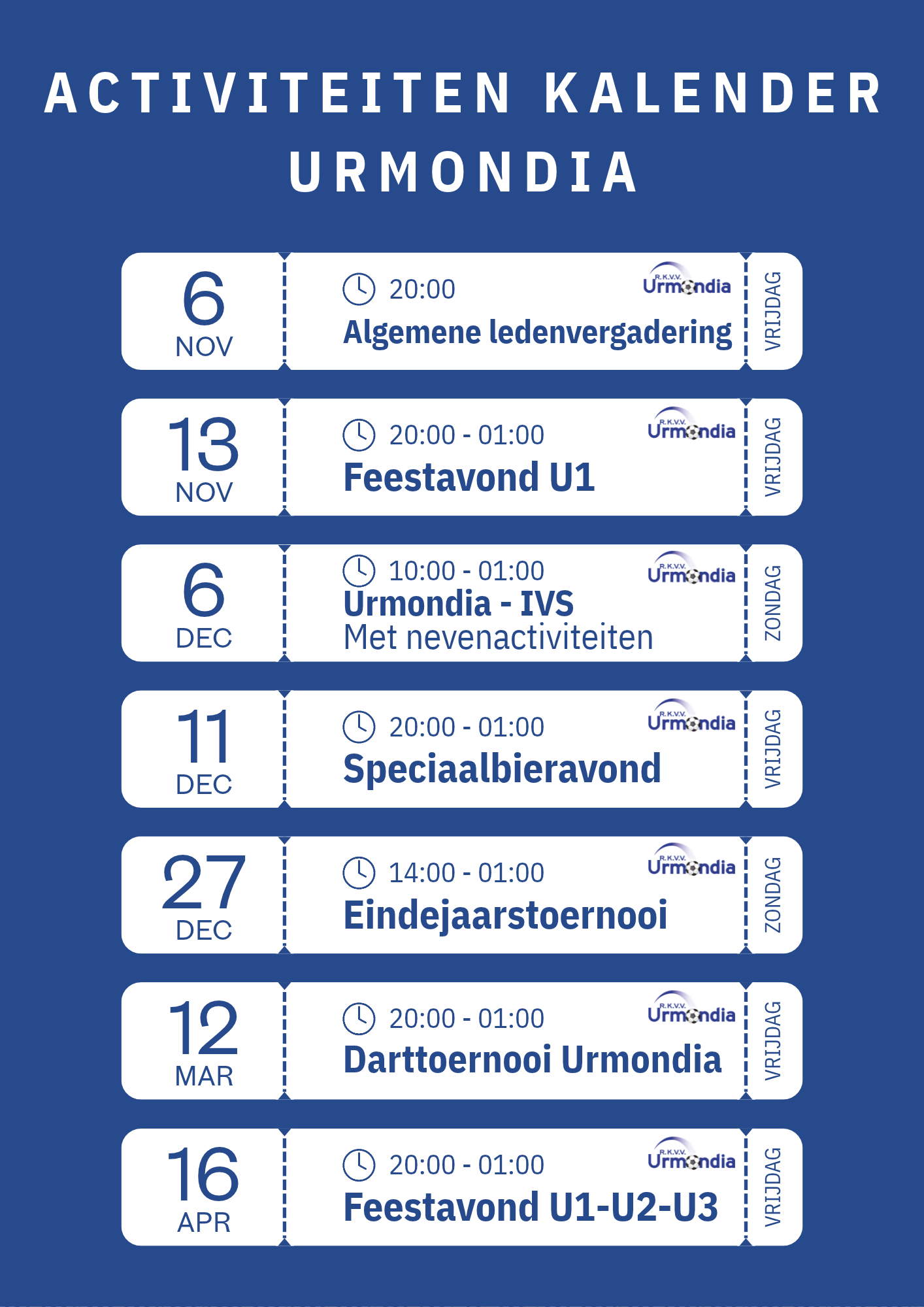 ACTIVITEITEN KALENDER